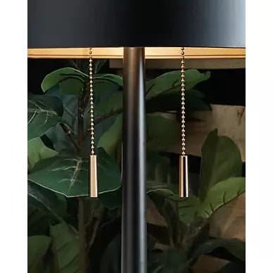 Modern Table Lamp in Gold Tone Base and Black - HER Home Design Boutique