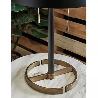 Modern Table Lamp in Gold Tone Base and Black - HER Home Design Boutique