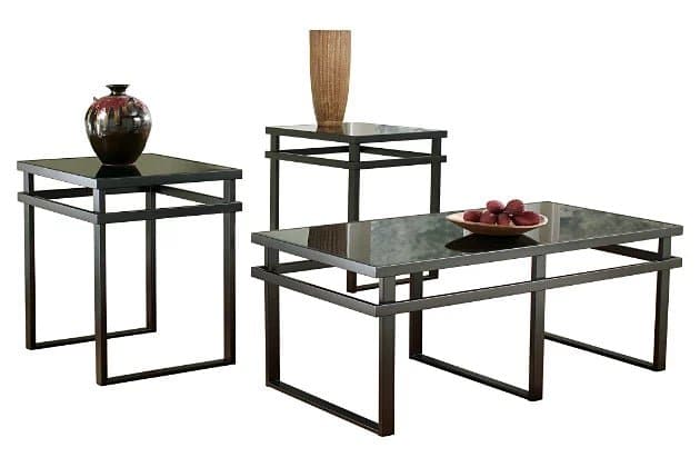 Opaque Glass Tables with Metal Frame in Black (Set of 3) - HER Home Design Boutique