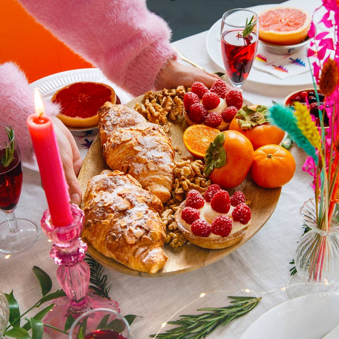 Pink Glass Candlestick Holder - Valentine's Day Décor - HER Home Design Boutique