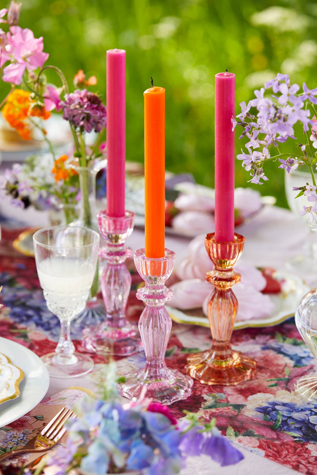 Pink Glass Candlestick Holder - Valentine's Day Décor - HER Home Design Boutique