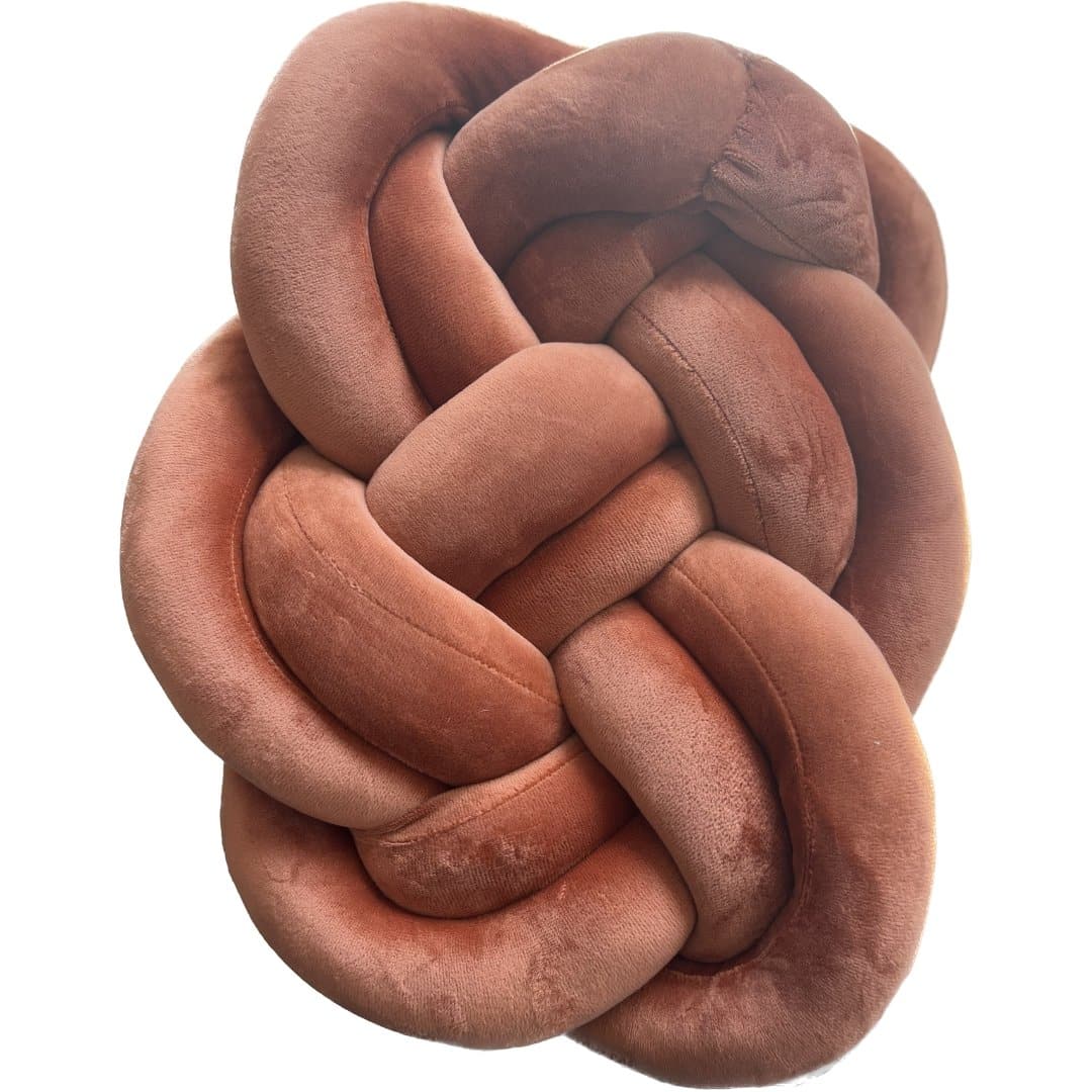 Plush Velvet Knotted Throw Pillow in Burnt Orange - HER Home Design Boutique