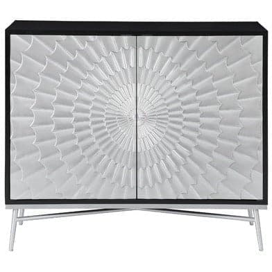 Rectangular 2-Door Accent Cabinet Black And Silver - HER Home Design Boutique