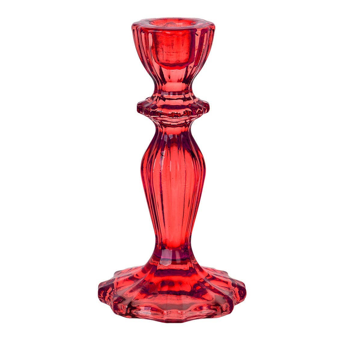 Red Glass Candlestick Holder - Valentine's Décor - HER Home Design Boutique