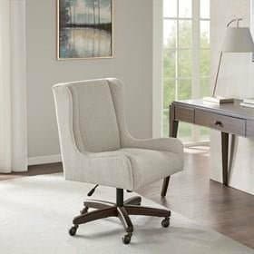 Rolling Upholstered Desk Chair in Cream - HER Home Design Boutique