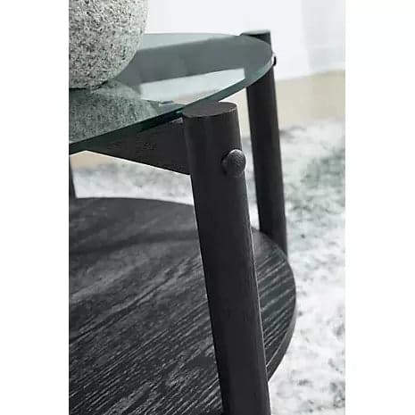 Round Glass Modern Coffee Table in Black - HER Home Design Boutique