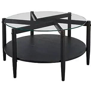 Round Glass Modern Coffee Table in Black - HER Home Design Boutique