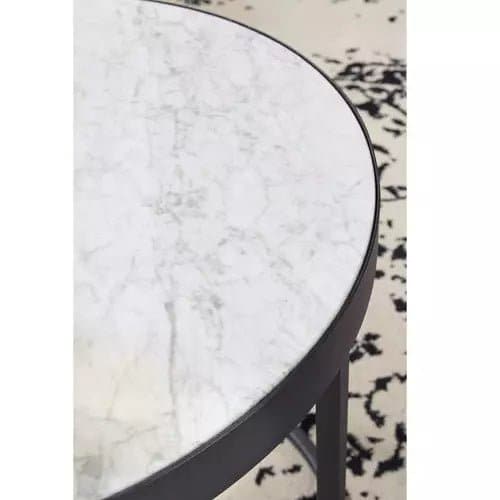 Round Marble End Table with Black Metal Legs - HER Home Design Boutique