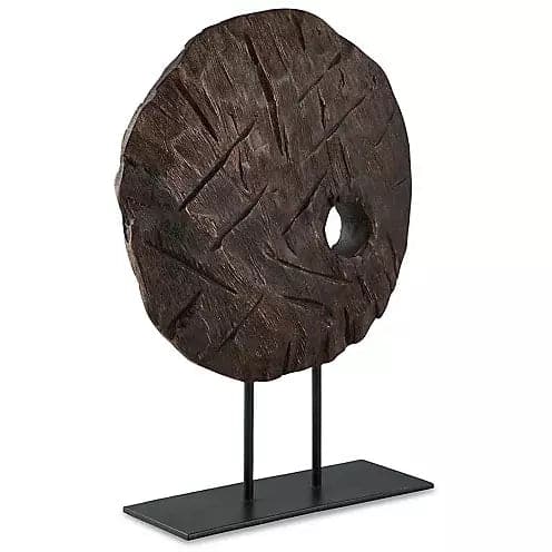 Round Wooden Sculpture in Brown Finish - HER Home Design Boutique