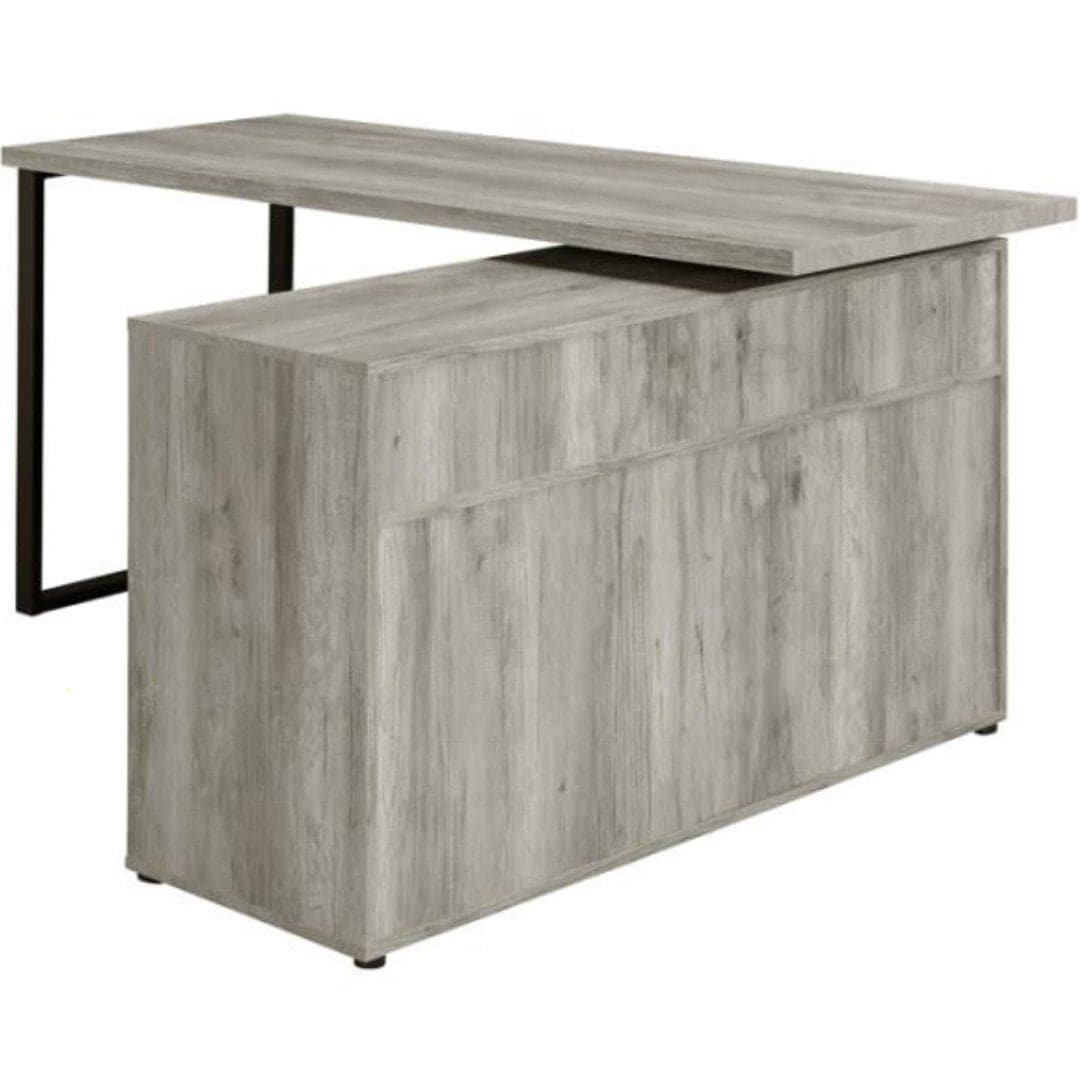 Rustic L-Shaped Desk in Light Graywashed - HER Home Design Boutique