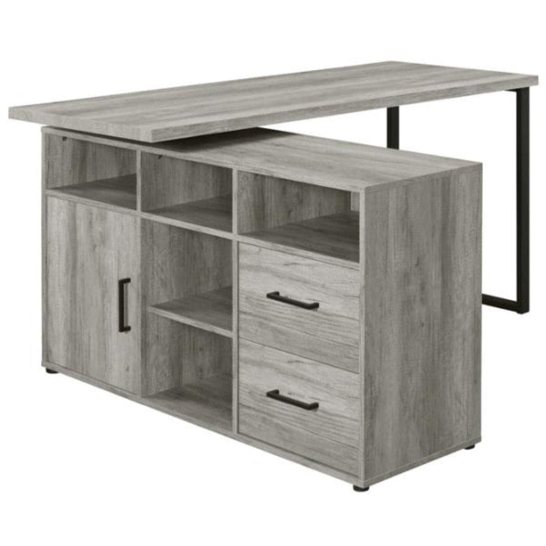 Rustic L-Shaped Desk in Light Graywashed - HER Home Design Boutique
