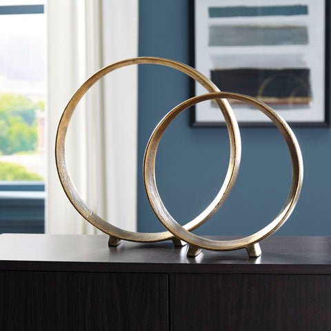 Rydel Modern Antique Gold Sculpture (Set of 2) - HER Home Design Boutique