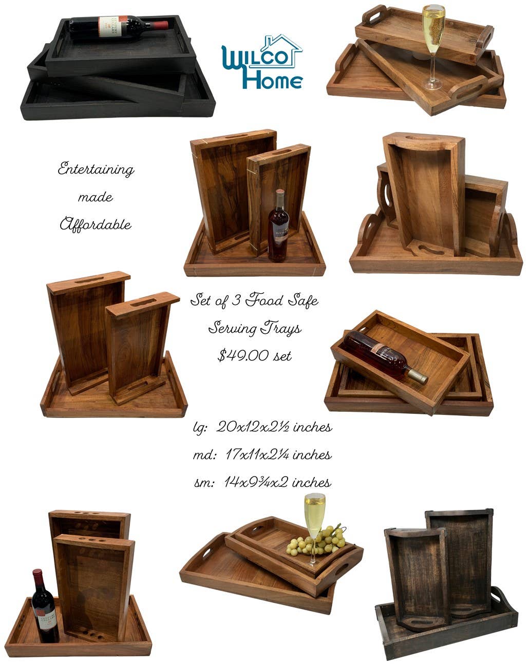 Set of 3 Solid Wood Serving/Charcuterie Trays - HER Home Design Boutique