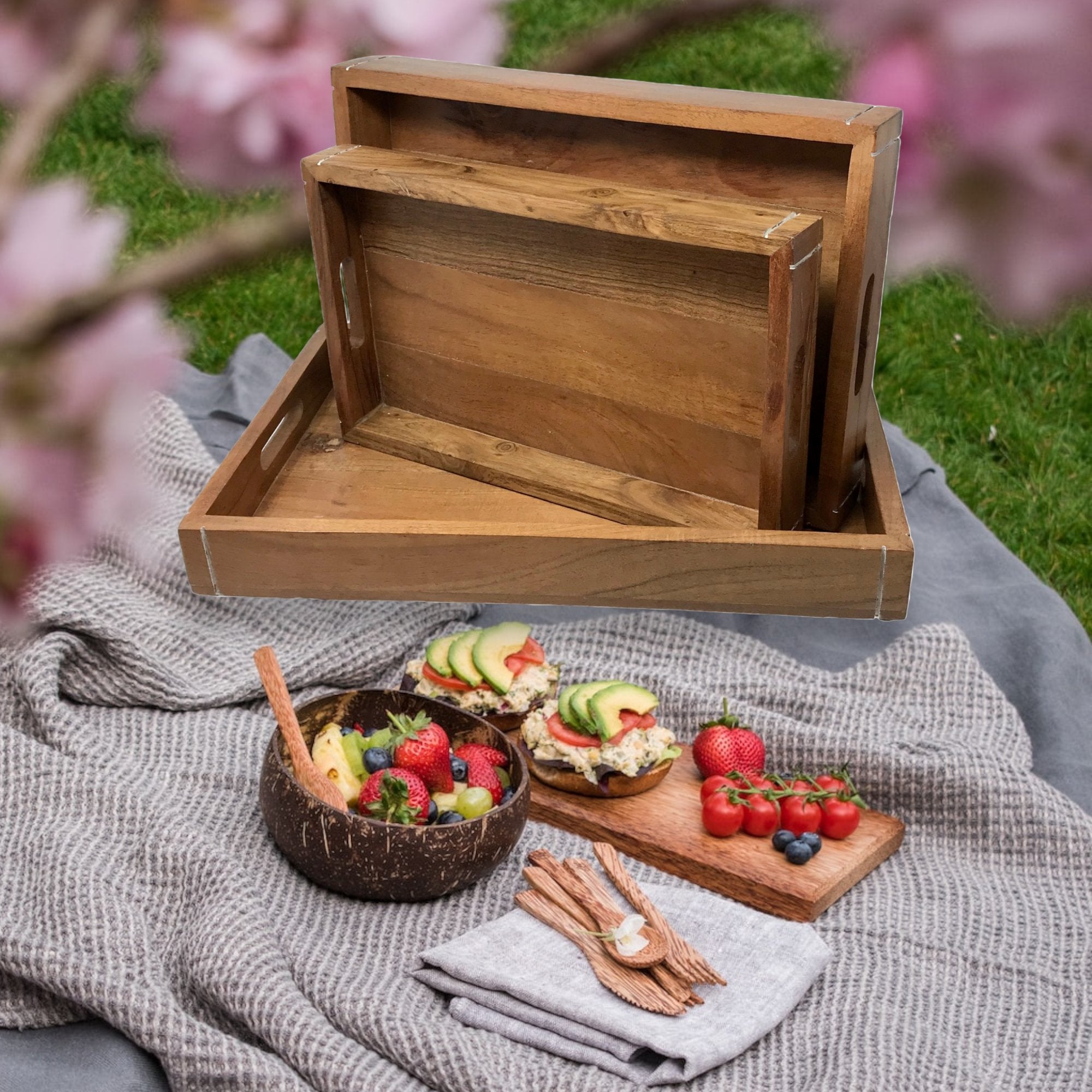 Set of 3 Solid Wood Serving/Charcuterie Trays - HER Home Design Boutique