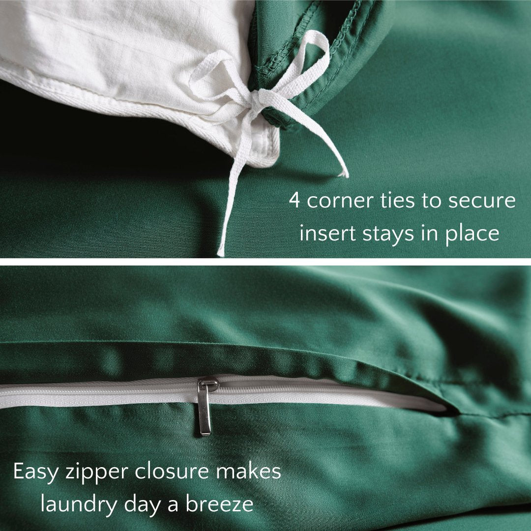 Signature Bamboo Viscose Duvet Cover Set - EMERALD GREEN - HER Home Design Boutique