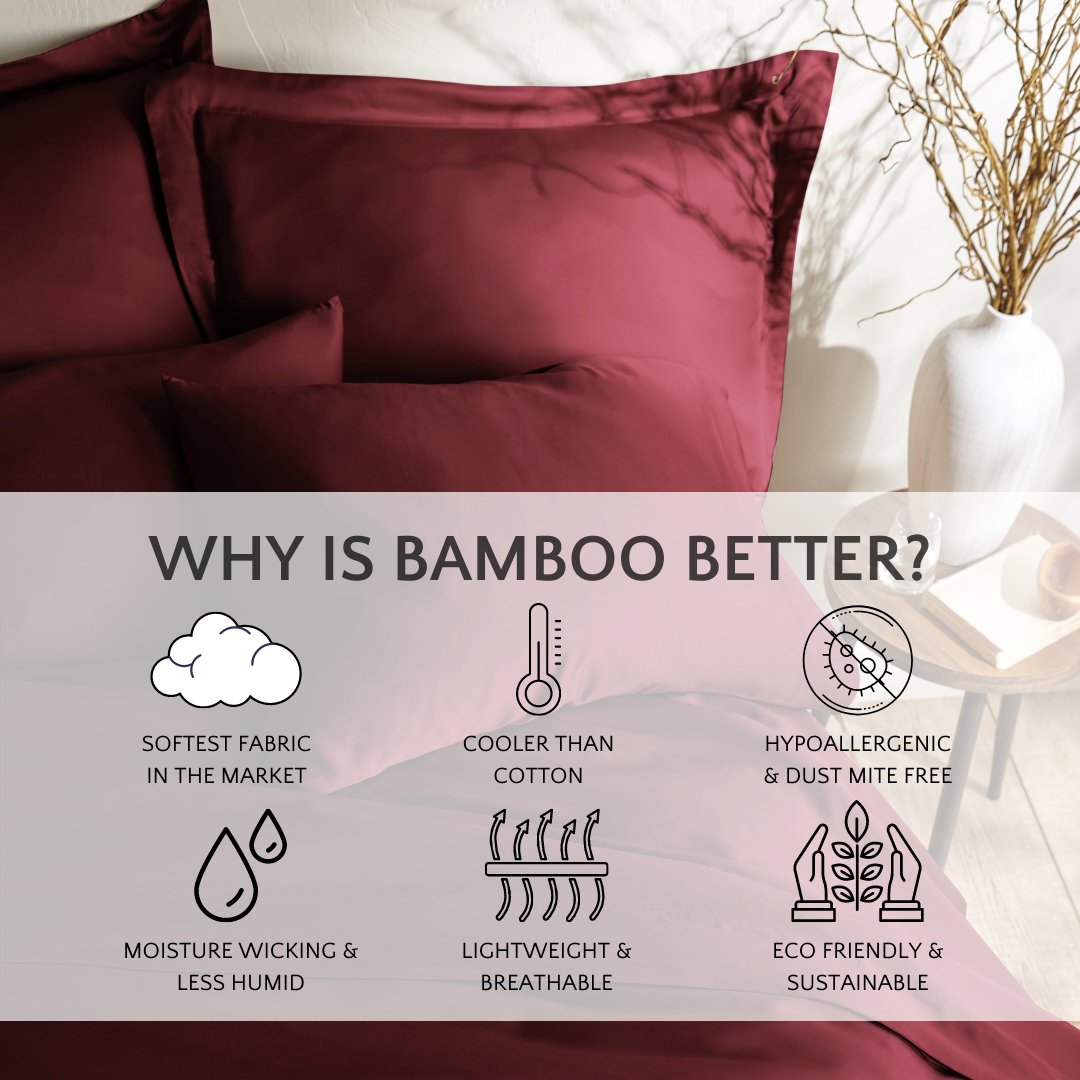 Signature Bamboo Viscose Duvet Cover Set - RUBY RED - HER Home Design Boutique