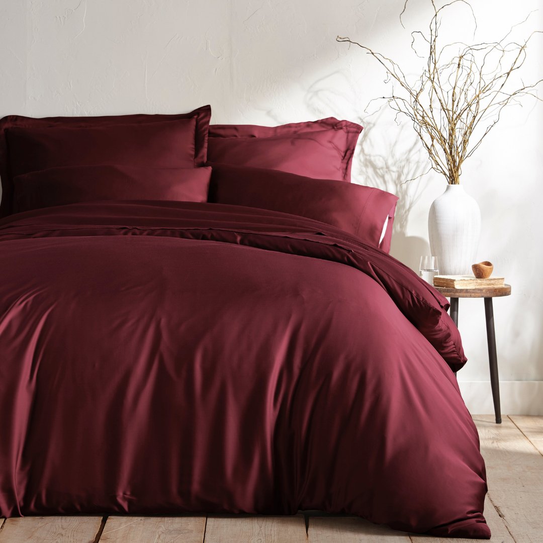 Signature Bamboo Viscose Duvet Cover Set - RUBY RED - HER Home Design Boutique