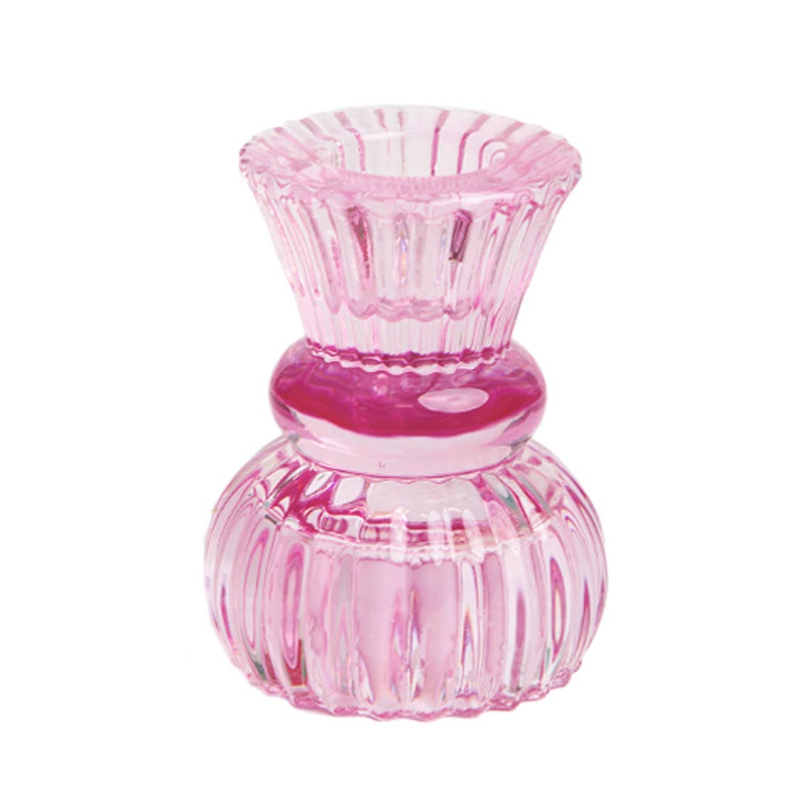 Small Pink Glass Candle Holder - Valentine's Day Gift - HER Home Design Boutique