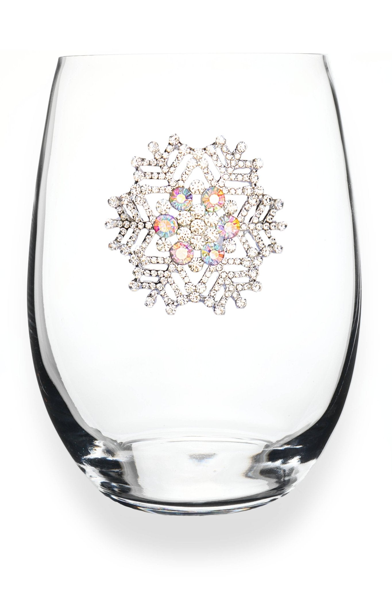 Snowflake Jeweled Stemless Wine Glass - HER Home Design Boutique