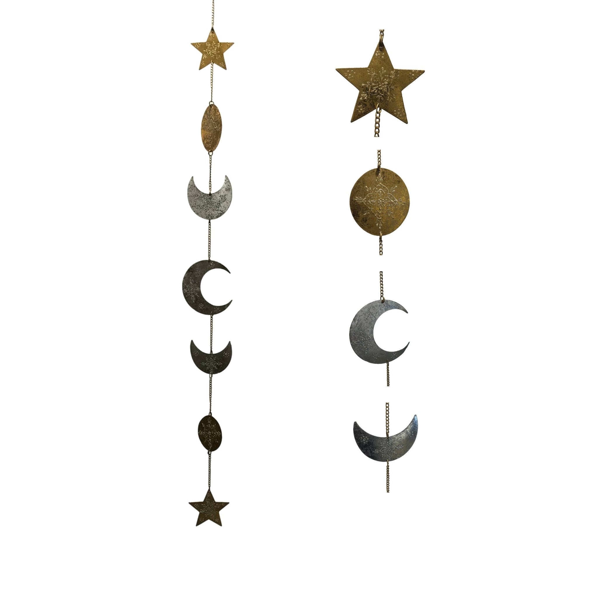 Sun, Moon & Star String Garland Suncatcher on Jute Rope - HER Home Design Boutique