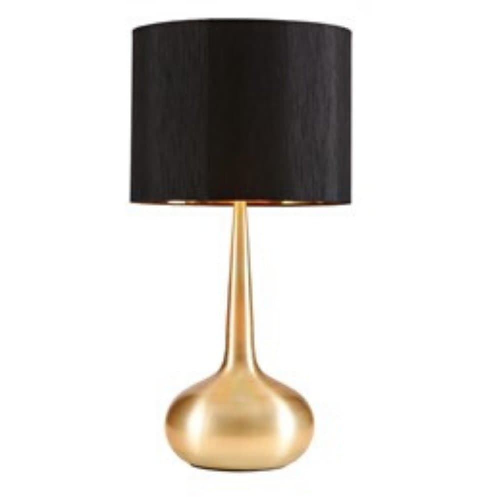 Table Lamp in Gold with Black Shade - HER Home Design Boutique