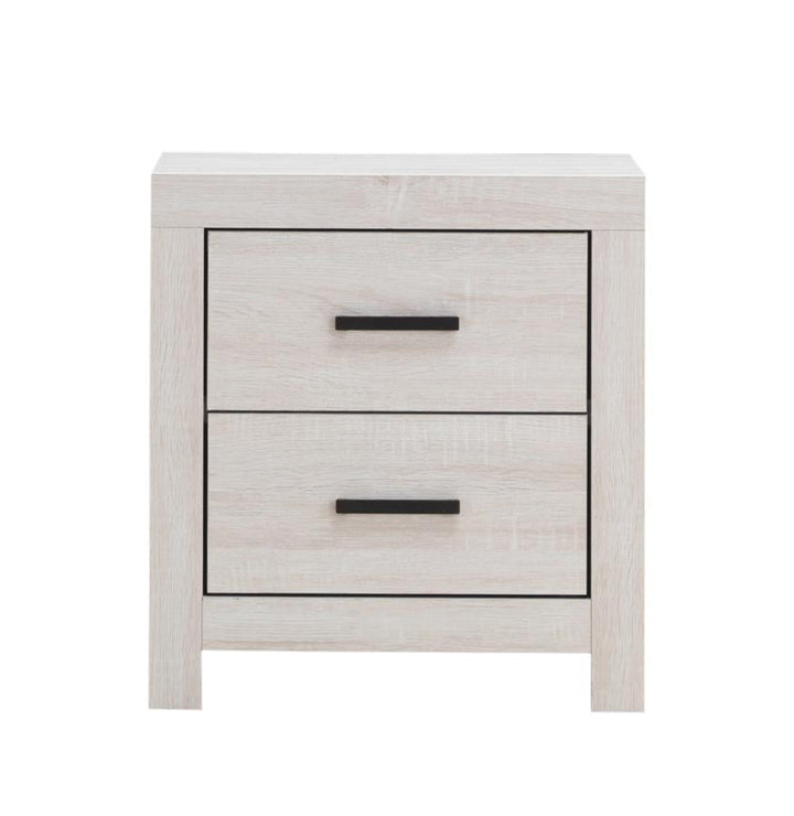 Transitional 2-Drawer Nightstand in Coastal White - HER Home Design Boutique