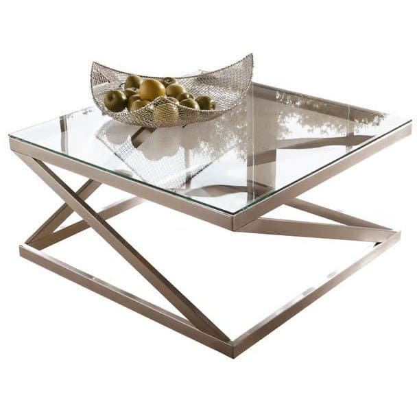 Transitional Coffee Table in Brushed Nickel - HER Home Design Boutique