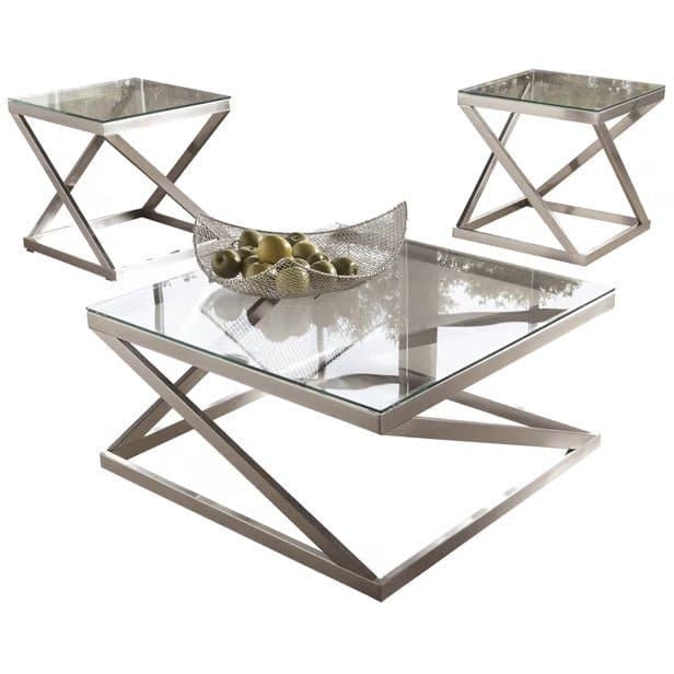 Transitional End Table in Brushed Nickel - HER Home Design Boutique