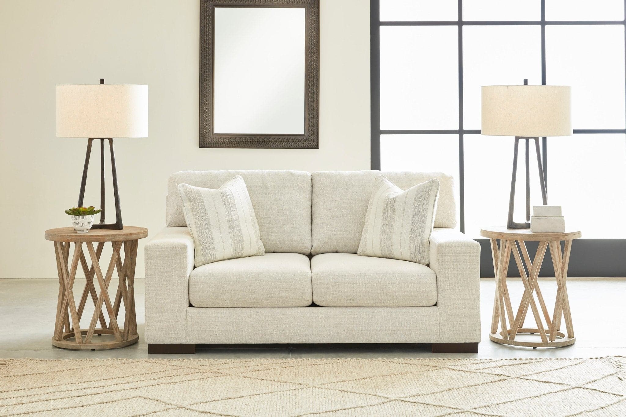 Transitional Loveseat in Light Beige - HER Home Design Boutique