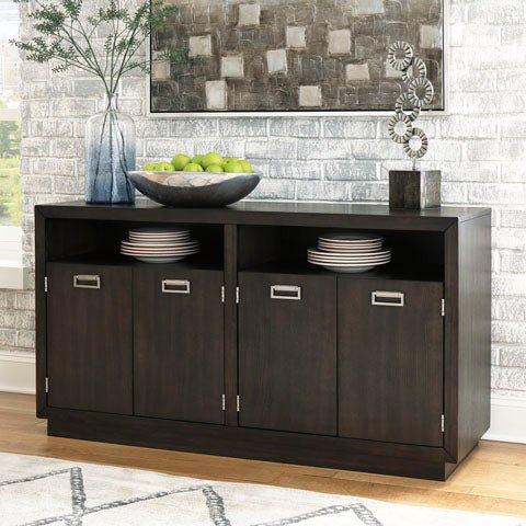 Transitional Pedestal Dining Buffet in Espresso - HER Home Design Boutique