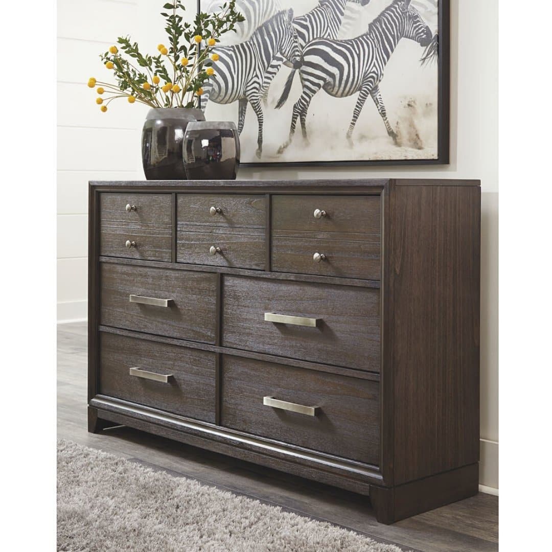 Transitional Seven Drawer Dresser in Chestnut - HER Home Design Boutique