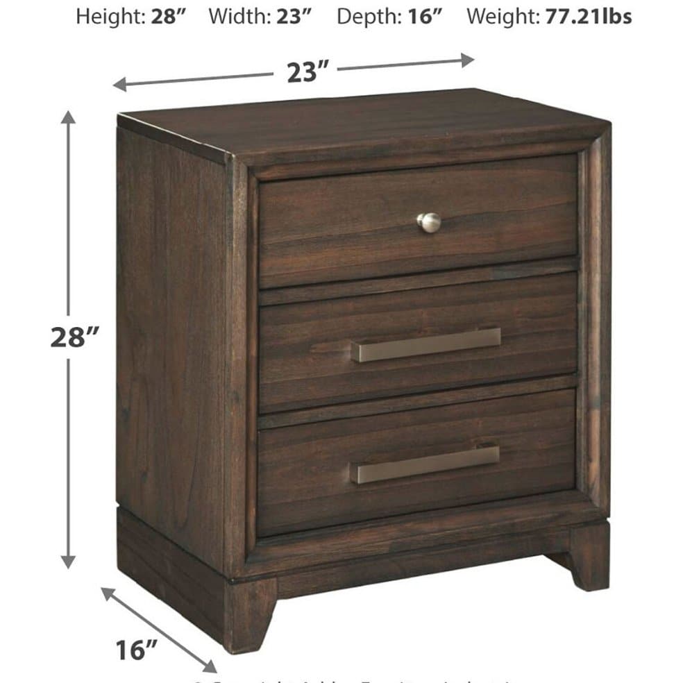 Transitional Three-Drawer Nightstand in Chestnut - HER Home Design Boutique
