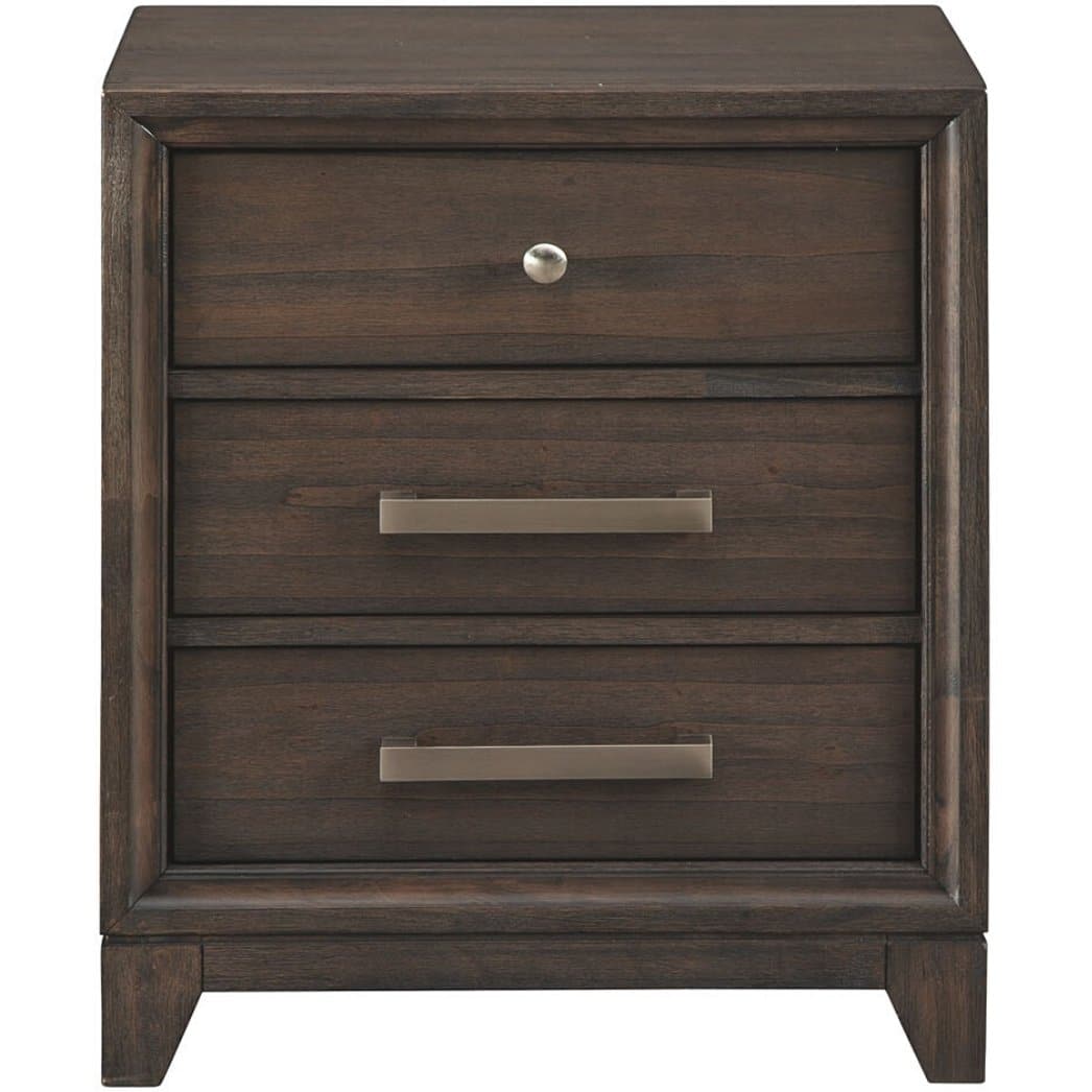 Transitional Three-Drawer Nightstand in Chestnut - HER Home Design Boutique