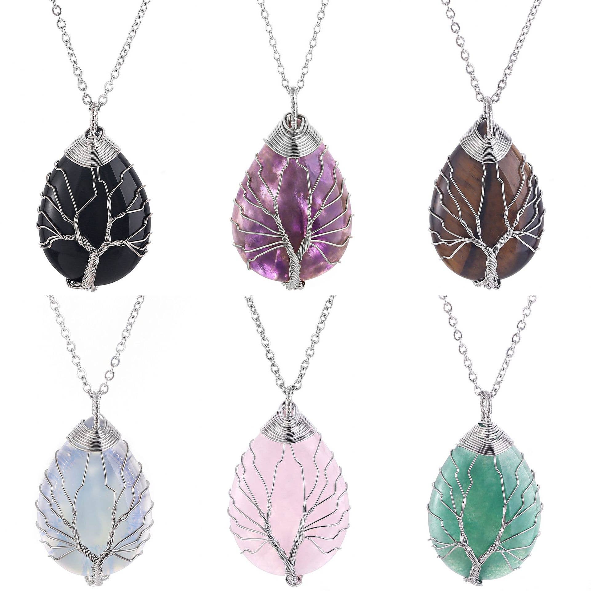 Tree of Life Wire Wrapped Necklace - Assortment 12 Pcs - HER Home Design Boutique