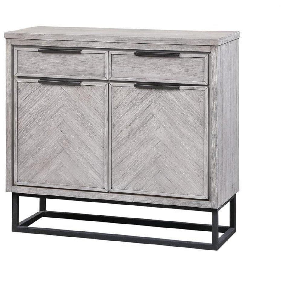 Two Door Double Drawer Accent Cabinet in White Rubbed Finish - HER Home Design Boutique