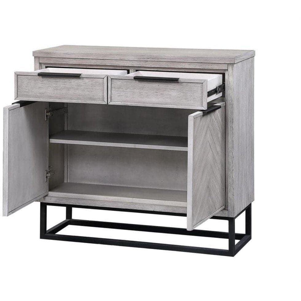 Two Door Double Drawer Accent Cabinet in White Rubbed Finish - HER Home Design Boutique