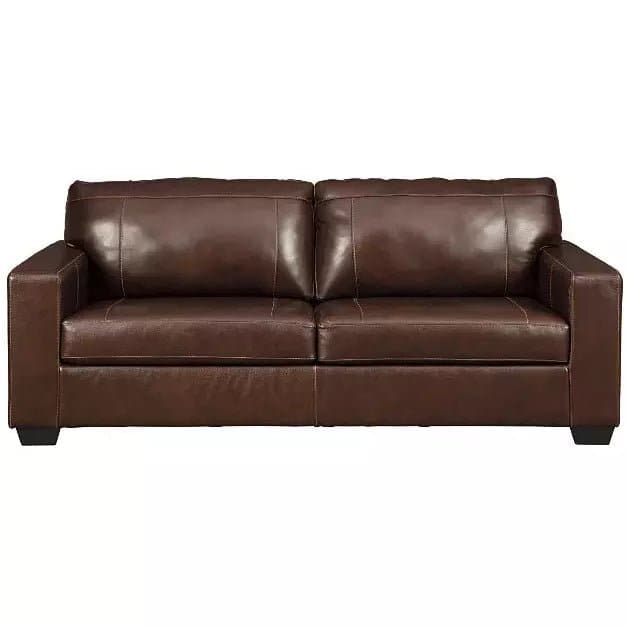 Two Seat Leather Match Sofa in Chocolate - HER Home Design Boutique