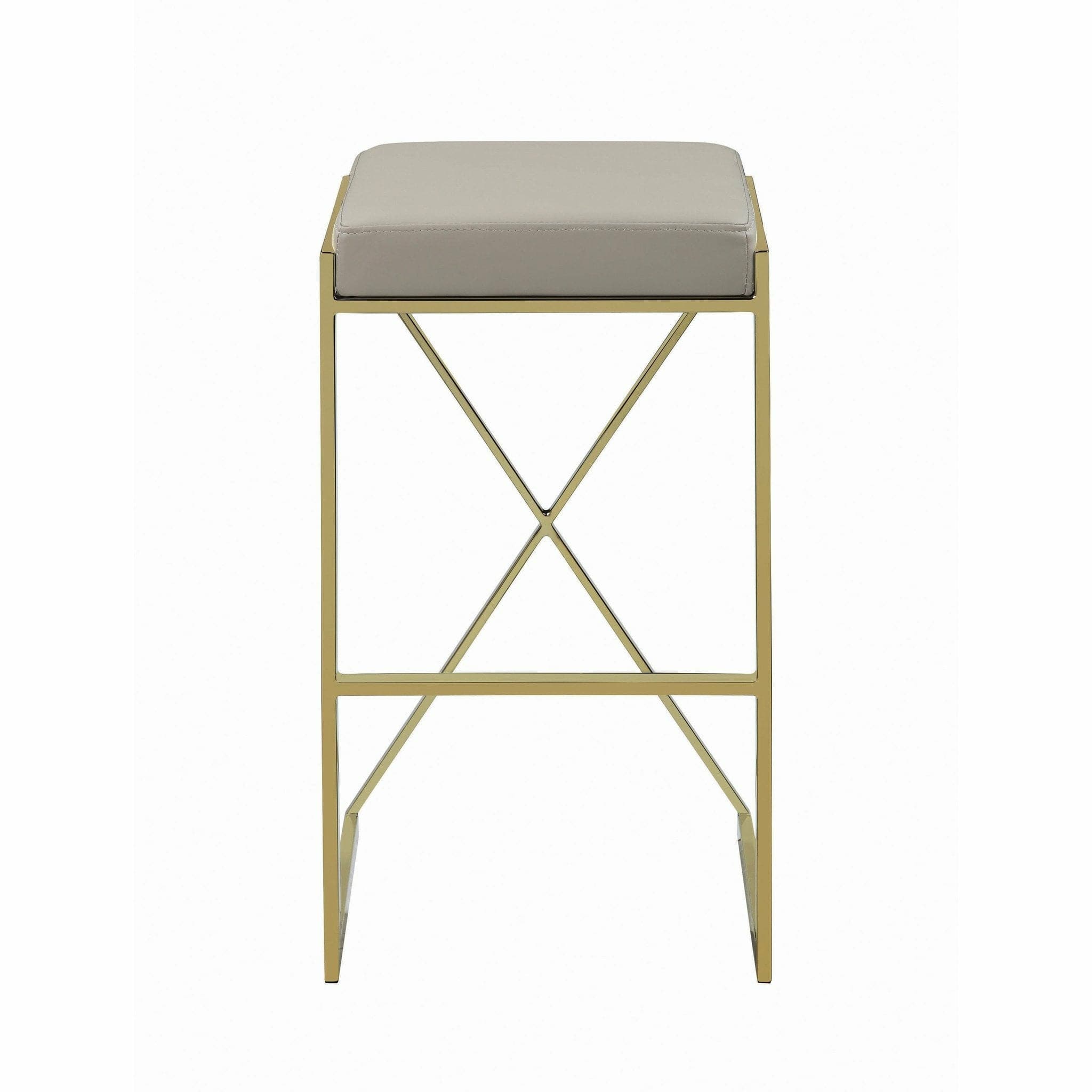 Upholstered Bar Stool Taupe with Brass Legs - 29.5" - HER Home Design Boutique