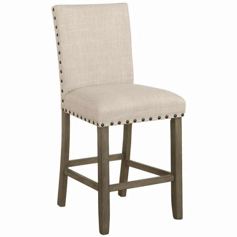 Upholstered Counter Height Stools With Nailhead Trim Beige (Set Of 2) - HER Home Design Boutique