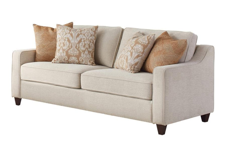 Upholstered Cushion Back Sofa in Beige - HER Home Design Boutique
