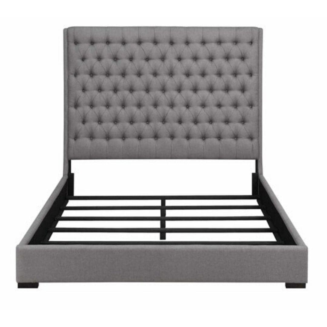 Upholstered Queen Button Tufted Bed in Grey - HER Home Design Boutique