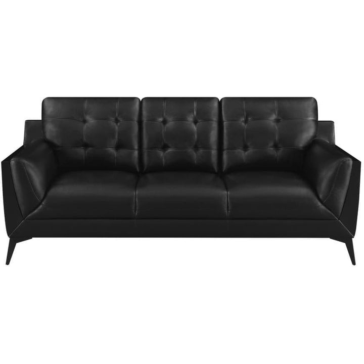 Upholstered Tufted Sofa with Track Arms in Black - HER Home Design Boutique