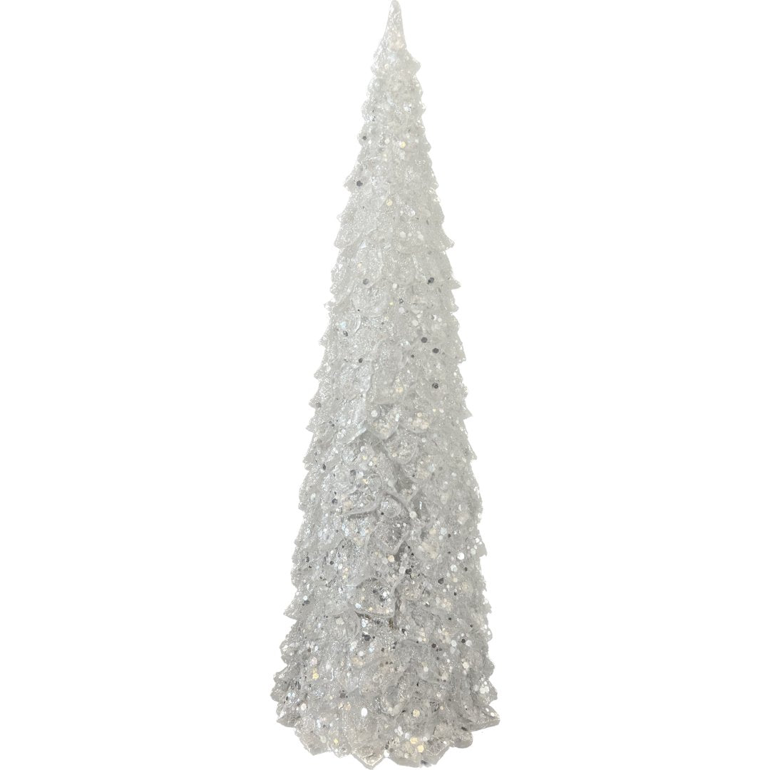 White Crystal Christmas Tree Figurine with Backlight - HER Home Design Boutique
