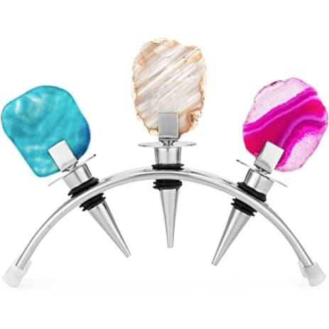 Wine Stoppers Decorative Set with Stand Silver - HER Home Design Boutique