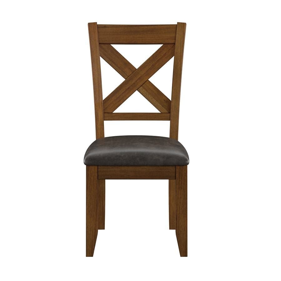 Wood Cross Back Dining Chairs in Warm Brown (Set of 2) - HER Home Design Boutique